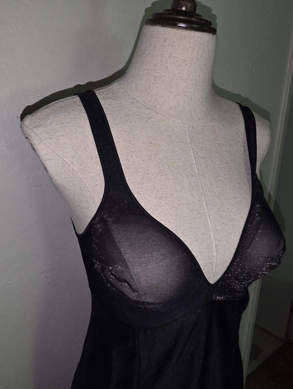 Vintage 1950s 1960s Bosch Black Slip Dress Midi - Picture 2 of 15